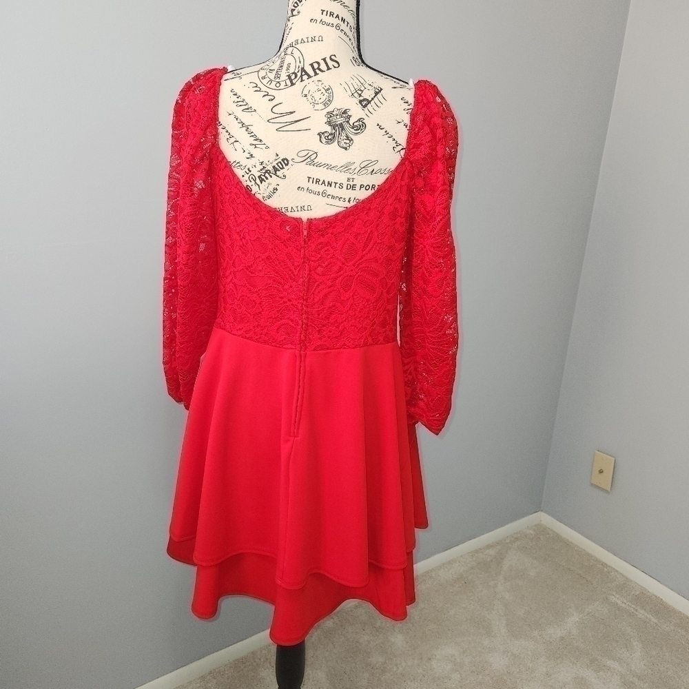 B. Darlin NWT Fit & Flare Lace Dress Size 15/16 Juniors Red - Picture 4 of 11